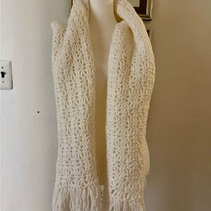 Handmade Crocheted White Winter Scarf HUGE!!  Fabulous